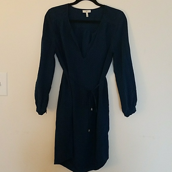 Joie Black and Blue Sill Tie Waist Dress - Picture 2 of 8
